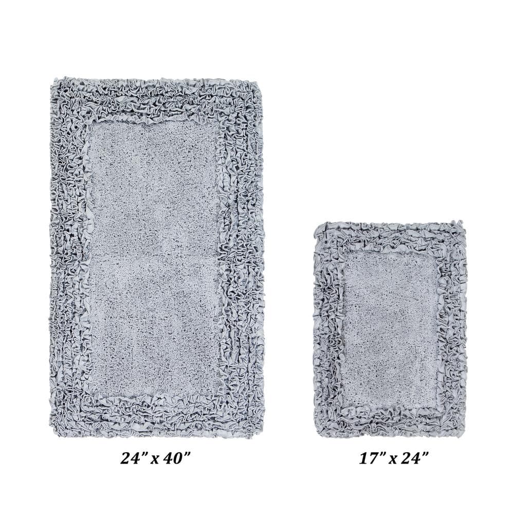 Better Trends Shaggy Border Collection 2 Piece Silver 100 Cotton Bath   Silver Better Trends Bathroom Rugs Bath Mats Barr2pc1740si 64 1000 