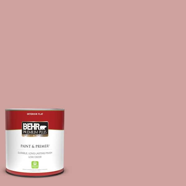 BEHR PREMIUM PLUS 1 qt. #150E-3 Calico Rose Flat Low Odor Interior Paint & Primer