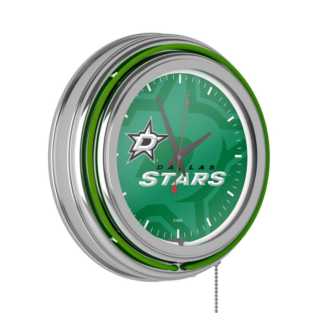 Dallas Stars Green Watermark Lighted Analog Neon Clock