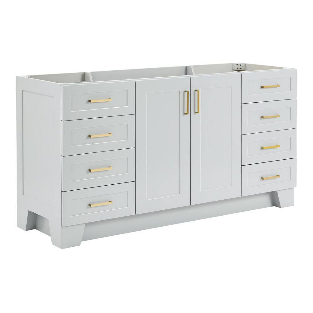 Taylor 66" Gray Single Freestanding Vanity Cabinet with Gold Hardware