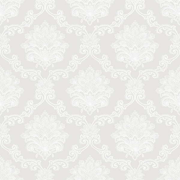 Unbranded Nordic Elements Beige La Dentelle Damask Matte Finish Non-Pasted Non-Woven Wallpaper Sample