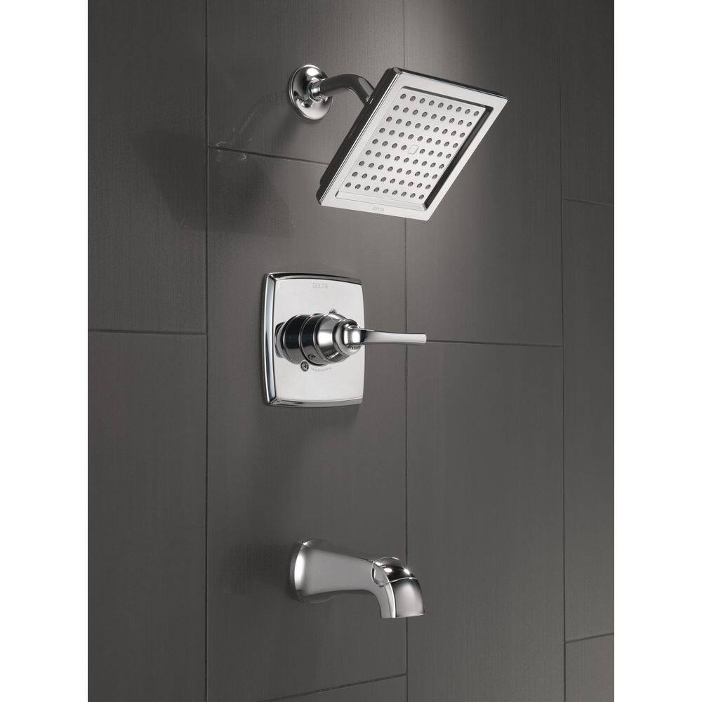 Chrome Square Wall Mounted Tub and Shower Faucet Set