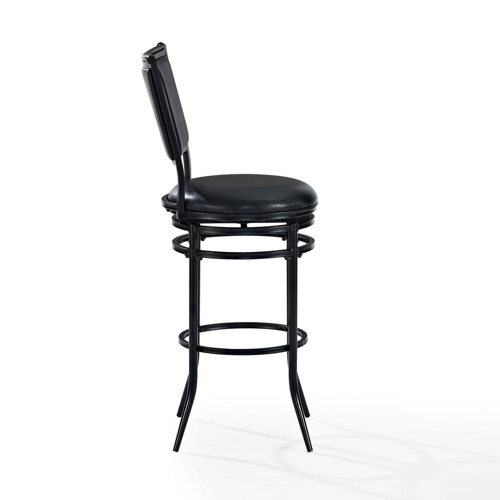 Rachel Black Metal Swivel Barstool with Leather Cushion