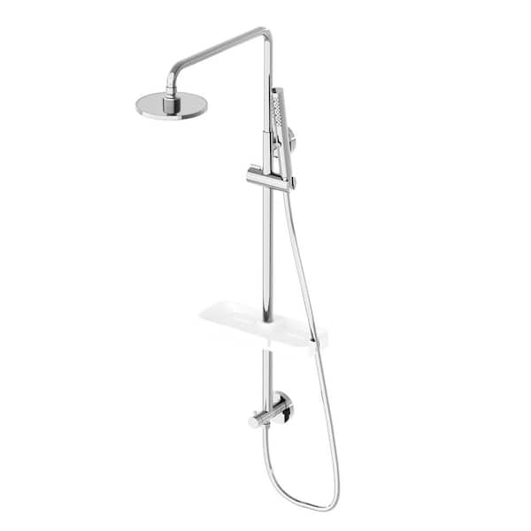 AIMADI 3-spray 6 in. Wall Mount Dual Shower Head and Handheld Shower Head Combo 1.8 GPM in Polished Chrome (Valve Excluded)