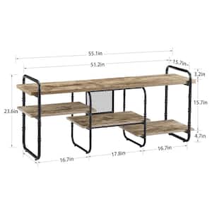 Industrial Television Stand for 55 in. TV Entertainment Center/Media Console Table with Open Storage Shelves, Gray