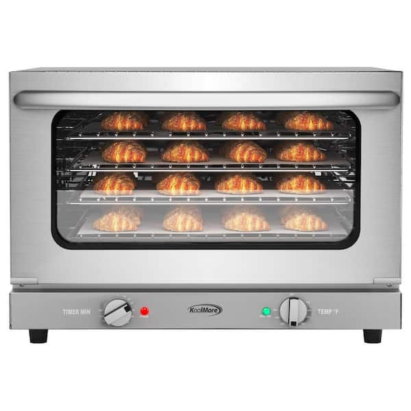 Koolmore 23 in. Countertop Electric Convection Oven with Half Size Pans and 4 Racks, 1600-Watt in Stainless-Steel