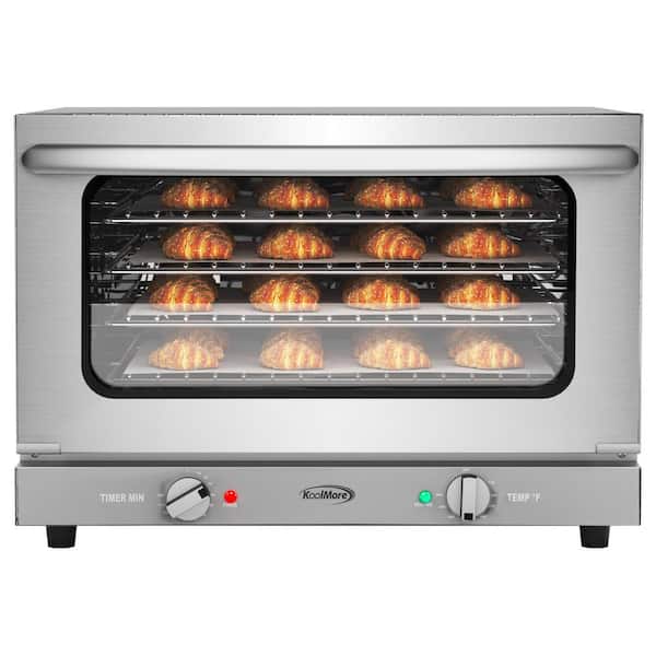 23 in. Countertop Electric Convection Oven with Half Size Pans and 4 Racks, 1600-Watt in Stainless-Steel