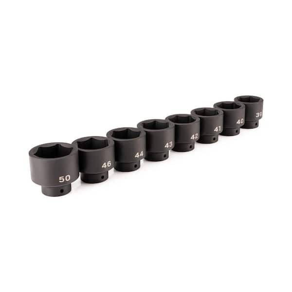 1/2 Inch Drive Shallow 6-Point Impact Socket Set, 8-Piece (39-50 mm)