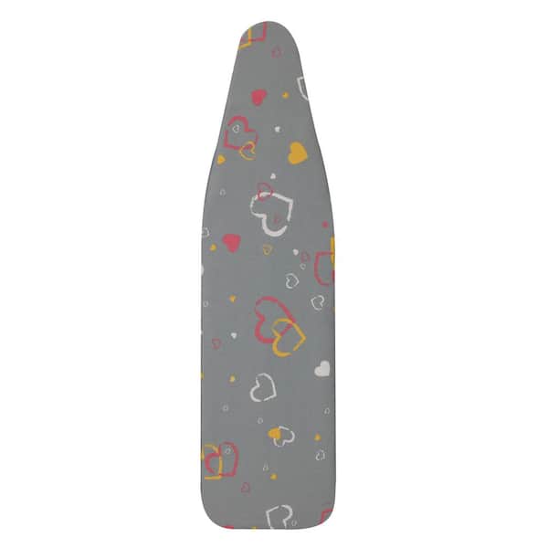 HOUSEHOLD ESSENTIALS Ultra 100% Cotton Hearts Print Ironing Board Cover and Pad with Sparkle