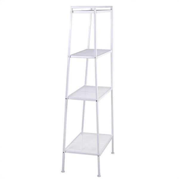 Iron 4-Shelf Ladder Bookcase, Multifunctional Plant Stand and Storage Rack, Ivory Finish, Space-Saving Design