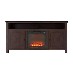 Brown TV Stand Fits TVs up to 60 in. with 18 in. Electric Fireplace