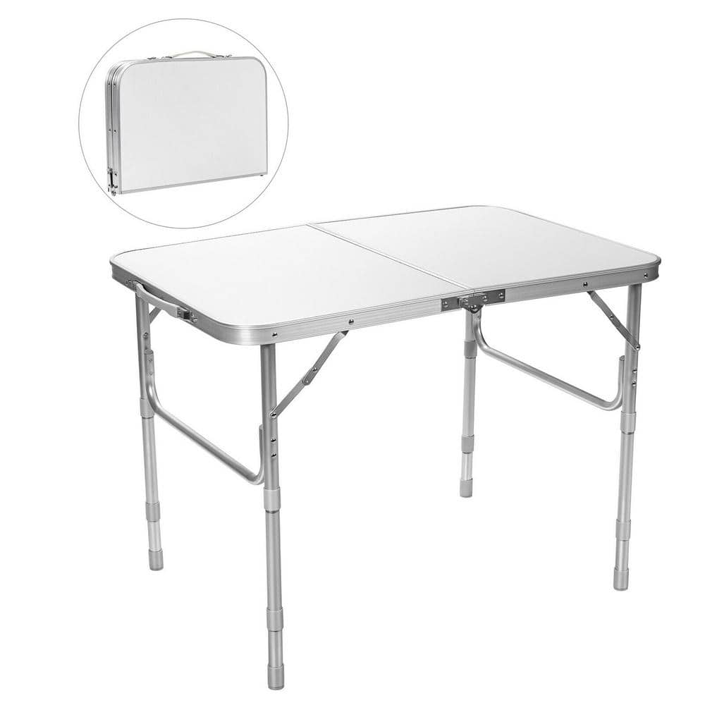 Angeles Home 35 1/2 in. x 24 in. Aluminum Outdoor Camping Table,Quick Folding and Setup, Height Adjustable,for Picnic,Camping,BBQ