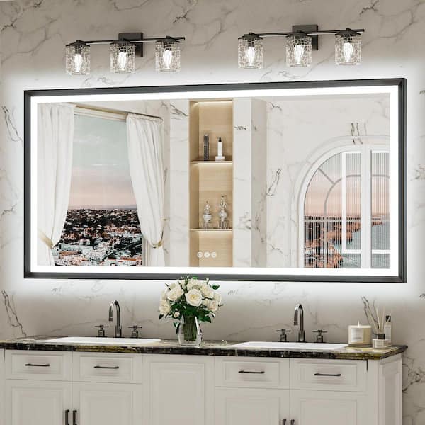 KeonJinn 72 in. W x 36 in. H Rectangular Framed LED Lighted