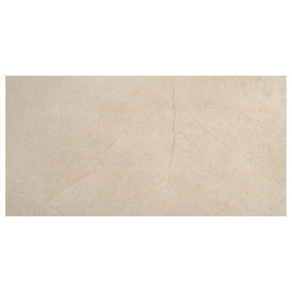 Dorian Sand Beige 4 in. x 0.41 in. Marble Look Antique Satin Porcelain Floor and Wall Tile Sample