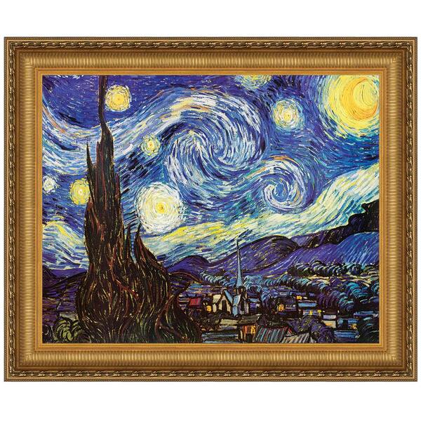 Design Toscano Starry Night 1889 by Vincent Van Gogh Framed Astronomy Oil Painting Art Print 22.25 in. x 26.25 in.
