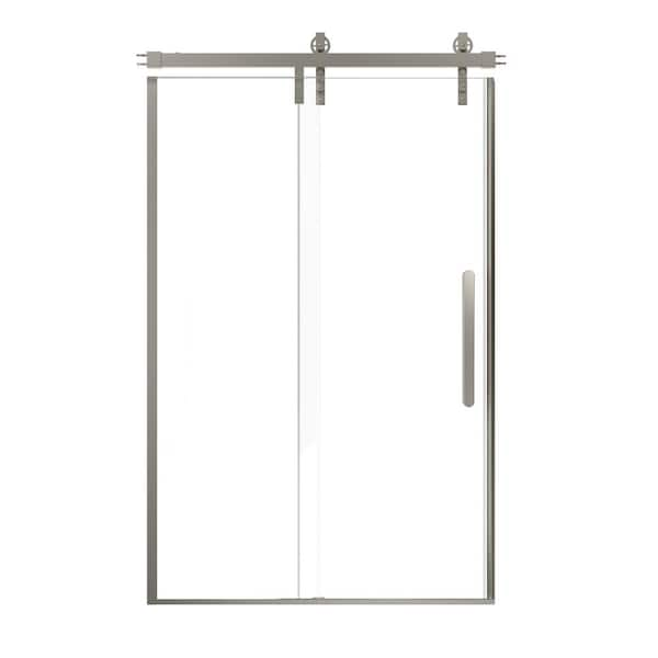 VANITYFUS 48 in. W x 76 in. H Single Sliding Frameless Shower Door in ...