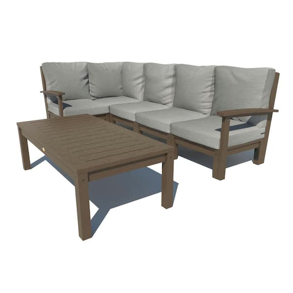 Highwood Bespoke Deep Seating 6-Piece Plastic Outdoor Sectional Set with Conversation Table and with Cushions