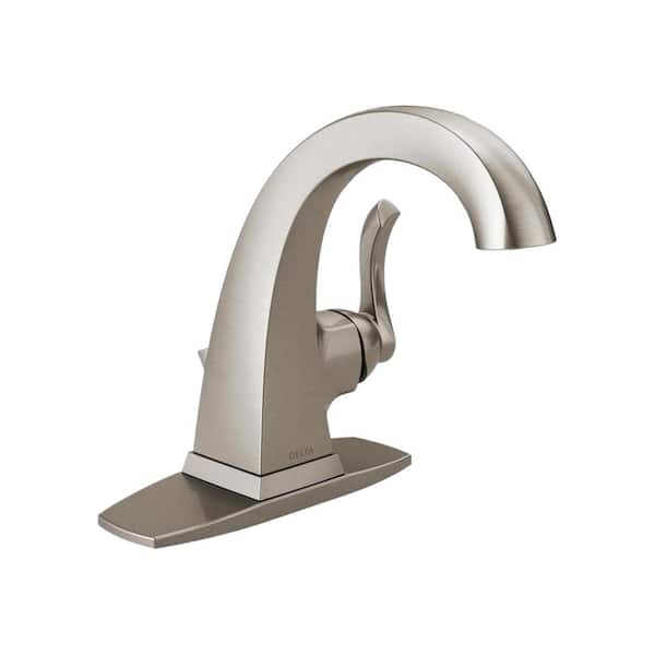 Delta Everly Single Hole Single Handle Bathroom Faucet In Spotshield Brushed Nickel 15741lf Sp The Home Depot