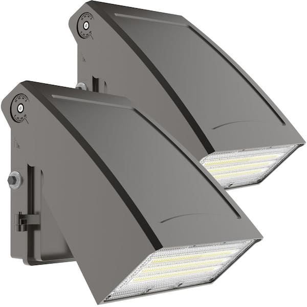 40W LED Wall Pack Security Light with Photocell, 5200 lm 5000K Full Cut-Off Outdoor Fixture, 2-Pack Adjustable Head