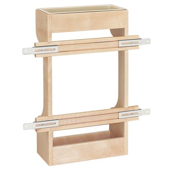 Rev-A-Shelf Dual Shelf Under Sink Organizer for Kitchen and Bathroom  Cabinets, 36 Sink Base Vanity Storage, Inside Door Mount, Maple Wood,  4SBSU-18