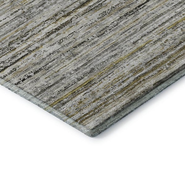 Mayfield Premium Machine Washable Abstract AMF1239 Pewter 2 ft. 3 in. x 7 ft. 6 in. Runner Rug