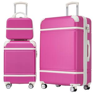 Pink Lightweight 3-Piece Expandable ABS Hardshell Spinner 20" + 28" Luggage Set with Cosmetic Case, 3-digital TSA Lock