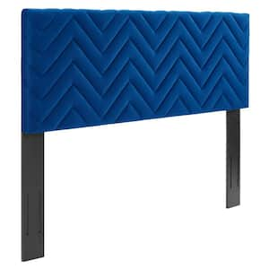 Mercy Chevron Tufted Performance Velvet Twin Headboard in Charcoal