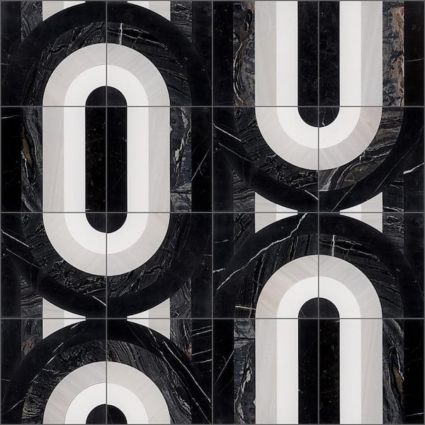Ivy Hill Tile Elizabeth Sutton Bow Vertical Night 12 in. x 12 in. Polished Marble Floor and Wall Mosaic Tile (1 sq. ft. / Sheet)