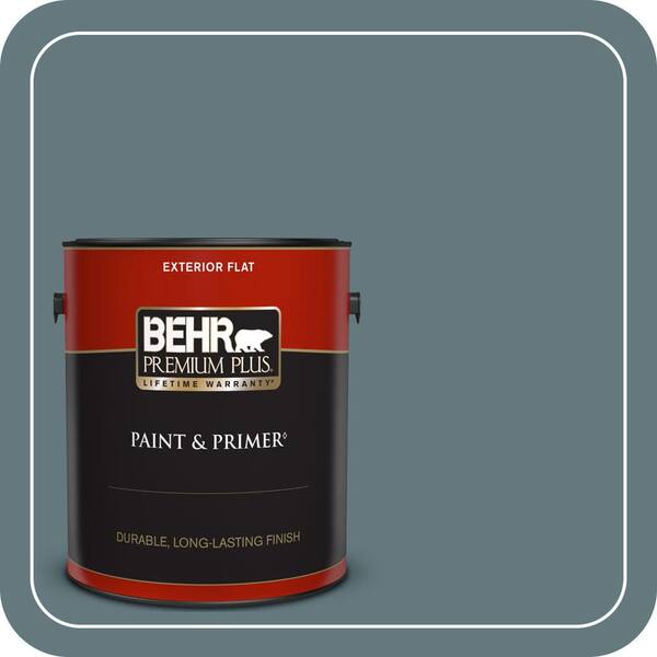 BEHR PREMIUM PLUS 1 gal. #BXC-81 Crater Lake Flat Exterior Paint & Primer