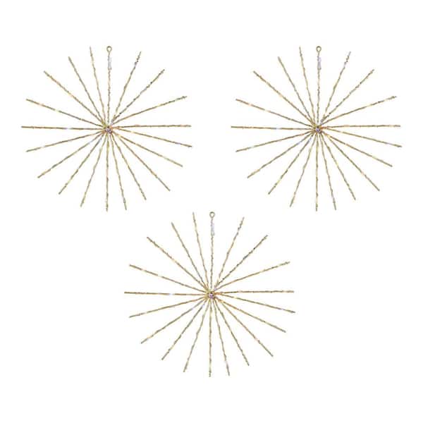 Phillips 12 in. 210-Light Multi Color LED Gold Glitter Twinkling Starbursts (3-Pack)