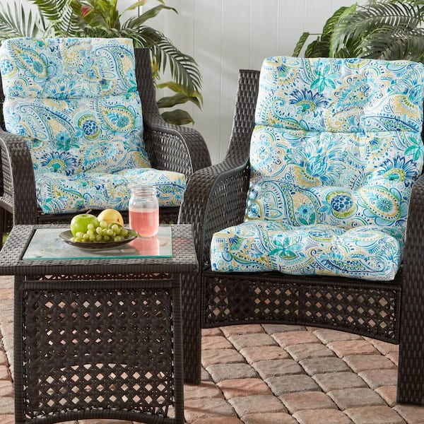 Greendale Home Fashions 22 in. x 44 in. Outdoor High Back Dining Chair  Cushion in Cayman Stripe (2-Pack) OC6809S2-CAYMAN - The Home Depot