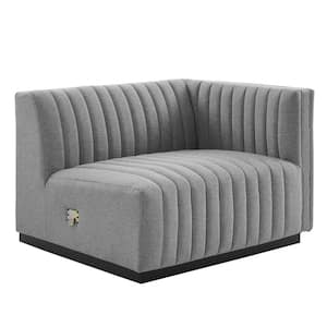Conjure Light Gray Channel Tufted Upholstered Fabric Right-Arm Chair