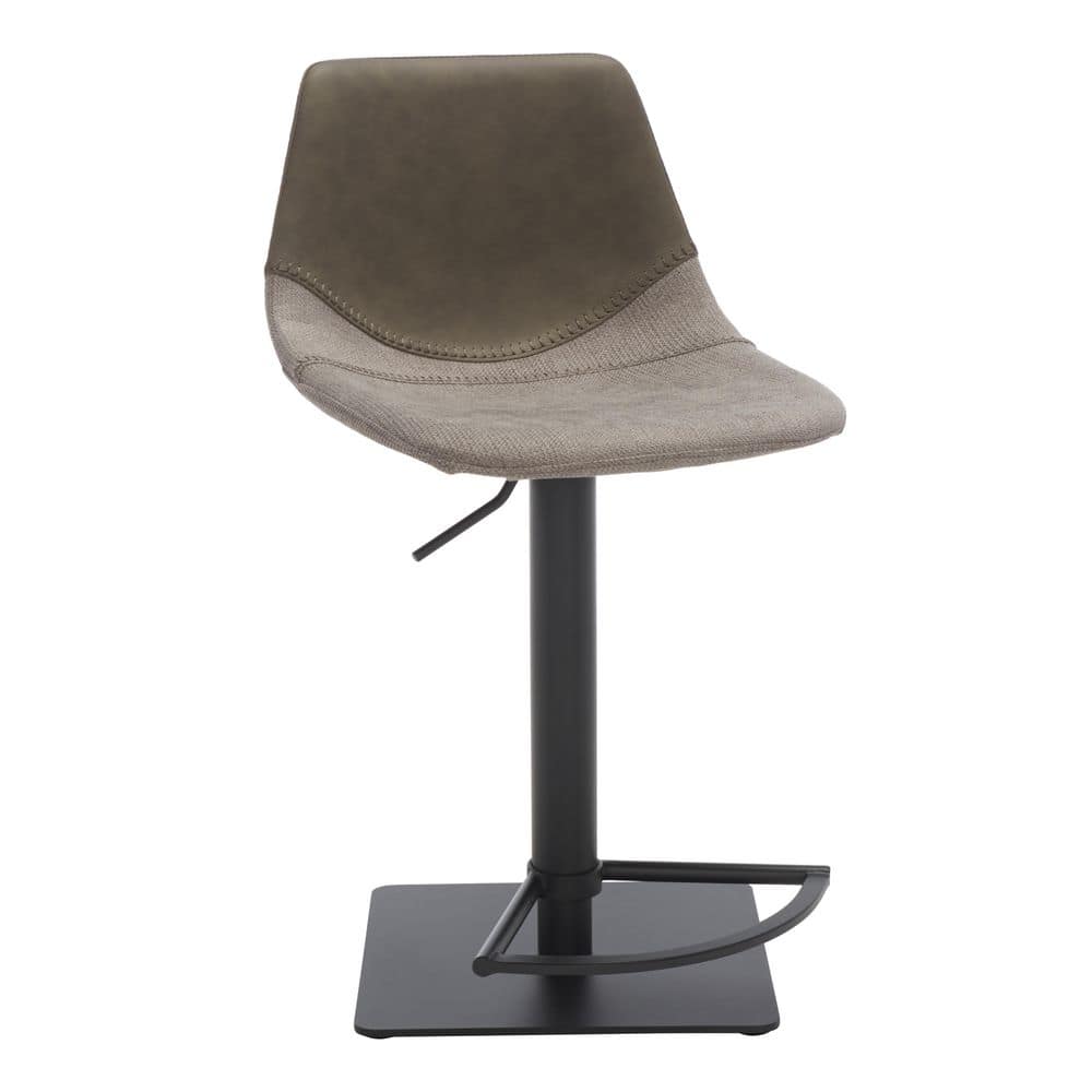 Adjustable Grey and Black Saddle Style Bar Stool