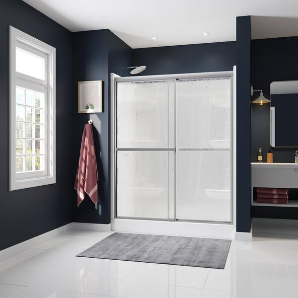 Aquatic Atwater 54 in. - 59.5 in. W x 68 in. H Framed Sliding Shower Door in Chrome