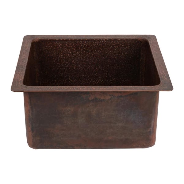 Terra Firma 9 Gauge Copper 16 in. x 14 in. x 8 in. Drop-in/Undermount Rectangle Bar Sink with 3.5 in. Drain Size