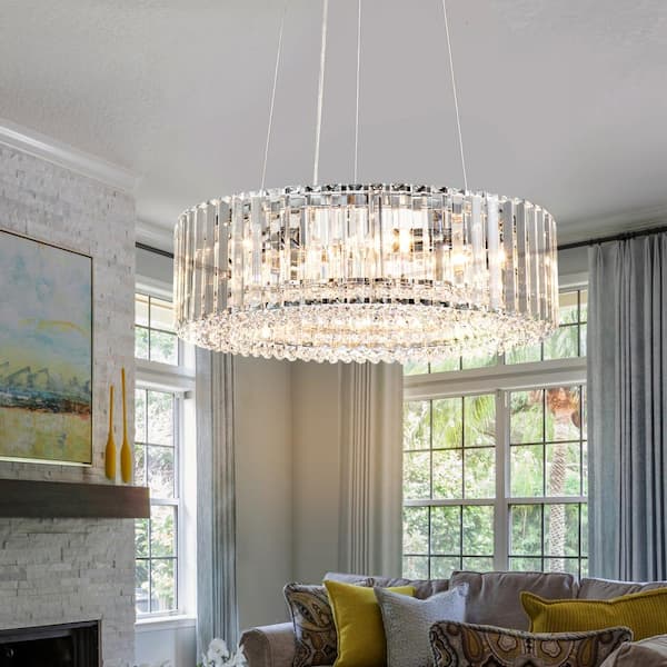 Orillia Contemporary 19.7 in. 6-Light Chrome Crystal Ring Chandelier