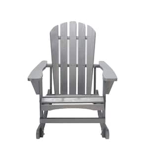 Gray Solid Wood Adirondack Chair Outdoor Rocking Chair Outdoor Furniture for Patio, Backyard, Garden, Balcony