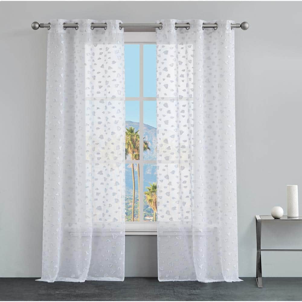 Juicy Couture Ethel Leopard Embellished Sheer Grommet Window Curtain Panel Set, 38" x 96"