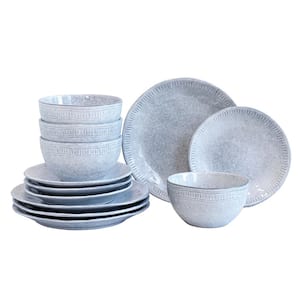 12-Piece Violet Stoneware Dinnerware Set