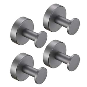 4-Packs Set of Thickened Space Aluminium Wall Mounted Knob Robe/Towel Hooks in Gray