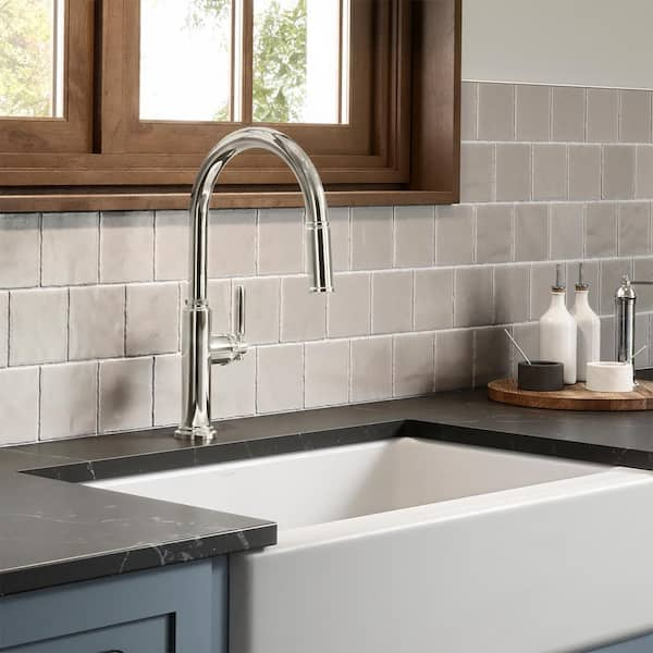 Revolv Single Handle Pull Down Sprayer Kitchen Faucet in Vibrant Polished Nickel