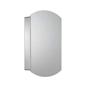 Sirena 16 in. W x 26 in. H Arched Single Door Silver Aluminum Recessed/Surface Mount Medicine Cabinet with Mirror