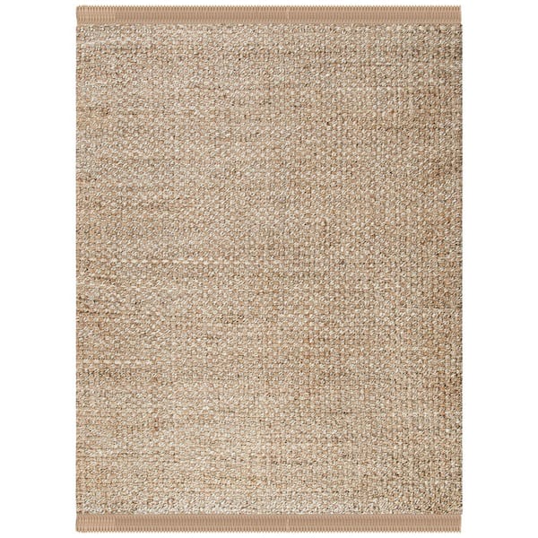 SAFAVIEH Natural Fiber Beige/Gray 8 ft. x 10 ft. Frayed Border Area Rug