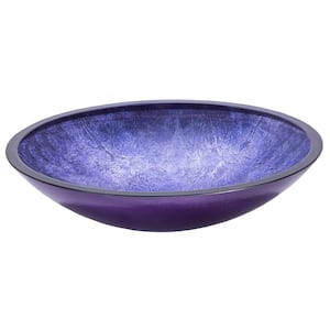 18.75 in . Bathroom Sink in Purple Tempered Glass