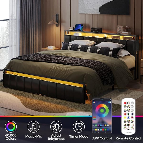 Bestier Gray Metal Frame Queen Size Platform Bed with Bestier Gray Metal Frame Queen Size Platform Bed with