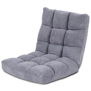 Gray Adjustable 14-Position Floor Chair, Padded Gaming Chair Lazy Recliner