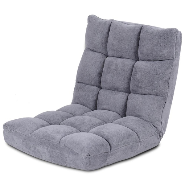 HONEY JOY Gray Adjustable 14-Position Floor Chair, Padded Gaming Chair Lazy Recliner