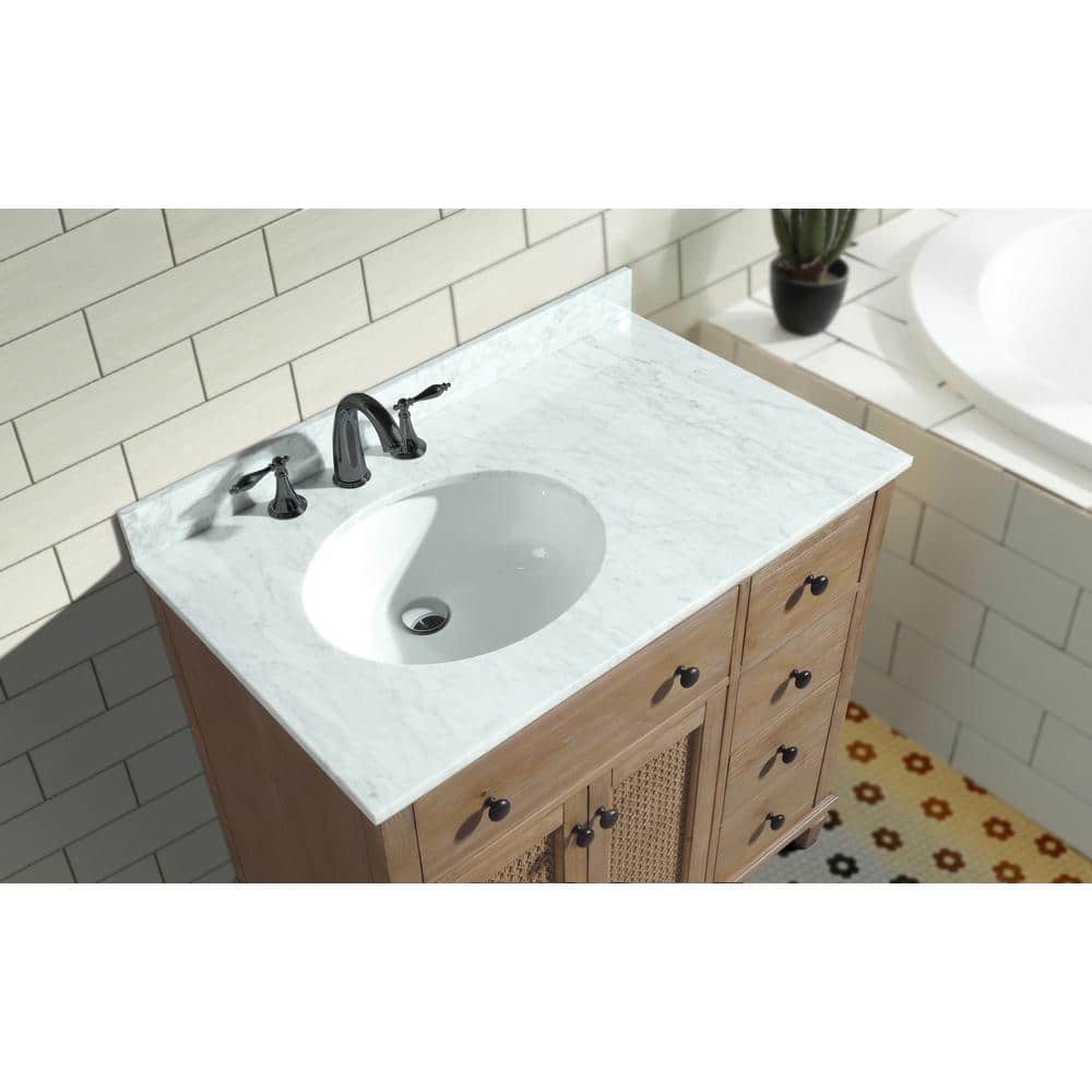 Annie 36" Weathered Fir Bathroom Vanity with Marble Top