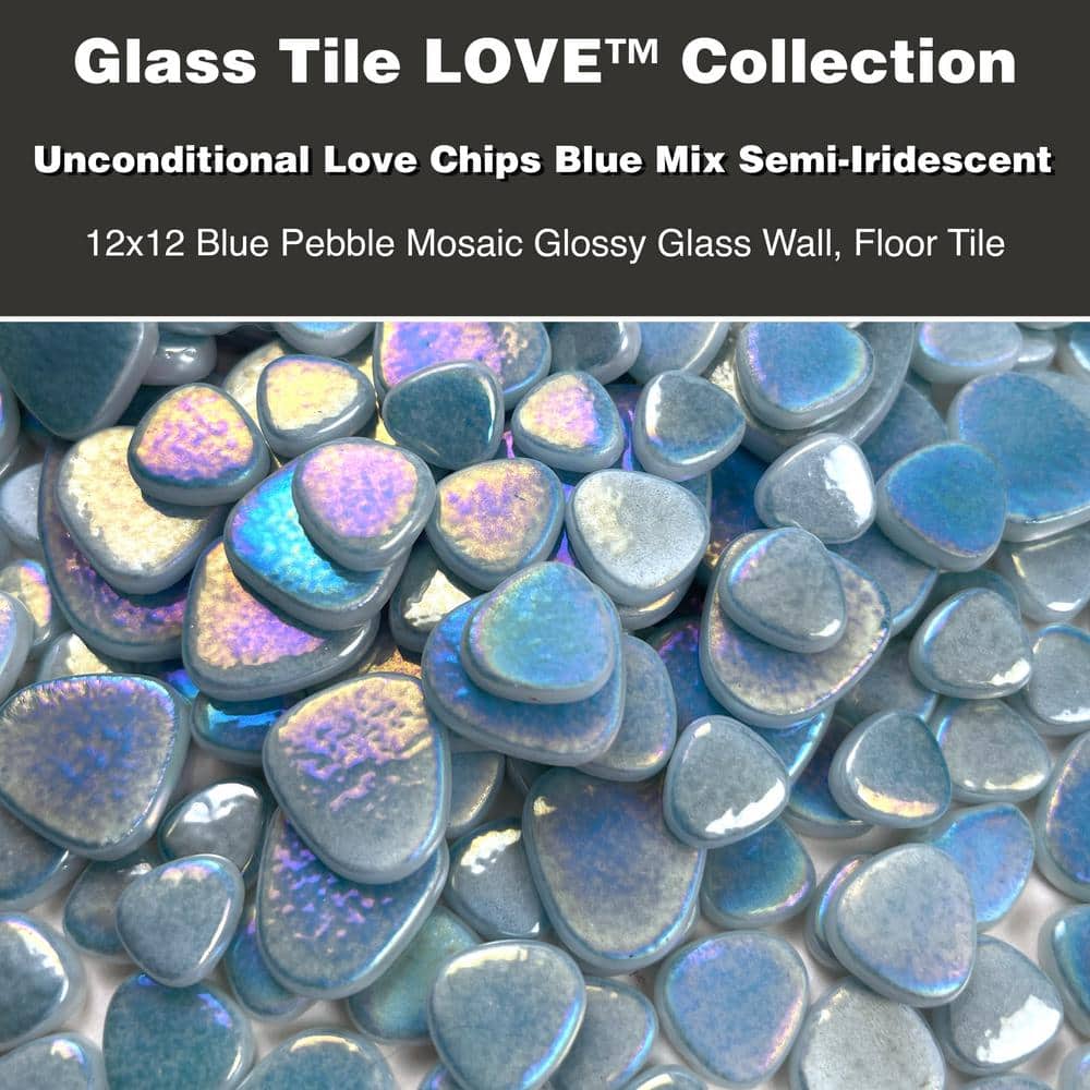 Glass Tile Love Purest 12 in. X 12 in. Pebble Glass Mosaic Tile (10.76 sq. ft./case) 1010457914, Ideal for Kitchen Tile, Backsplash Tile, Bathroom Tile, and Pool Tile