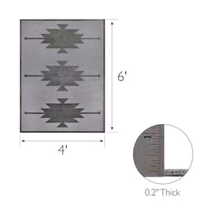 Tegan Gray 4 ft. x 6 ft. Southwestern Polypropylene Indoor/Outdoor Area Rug